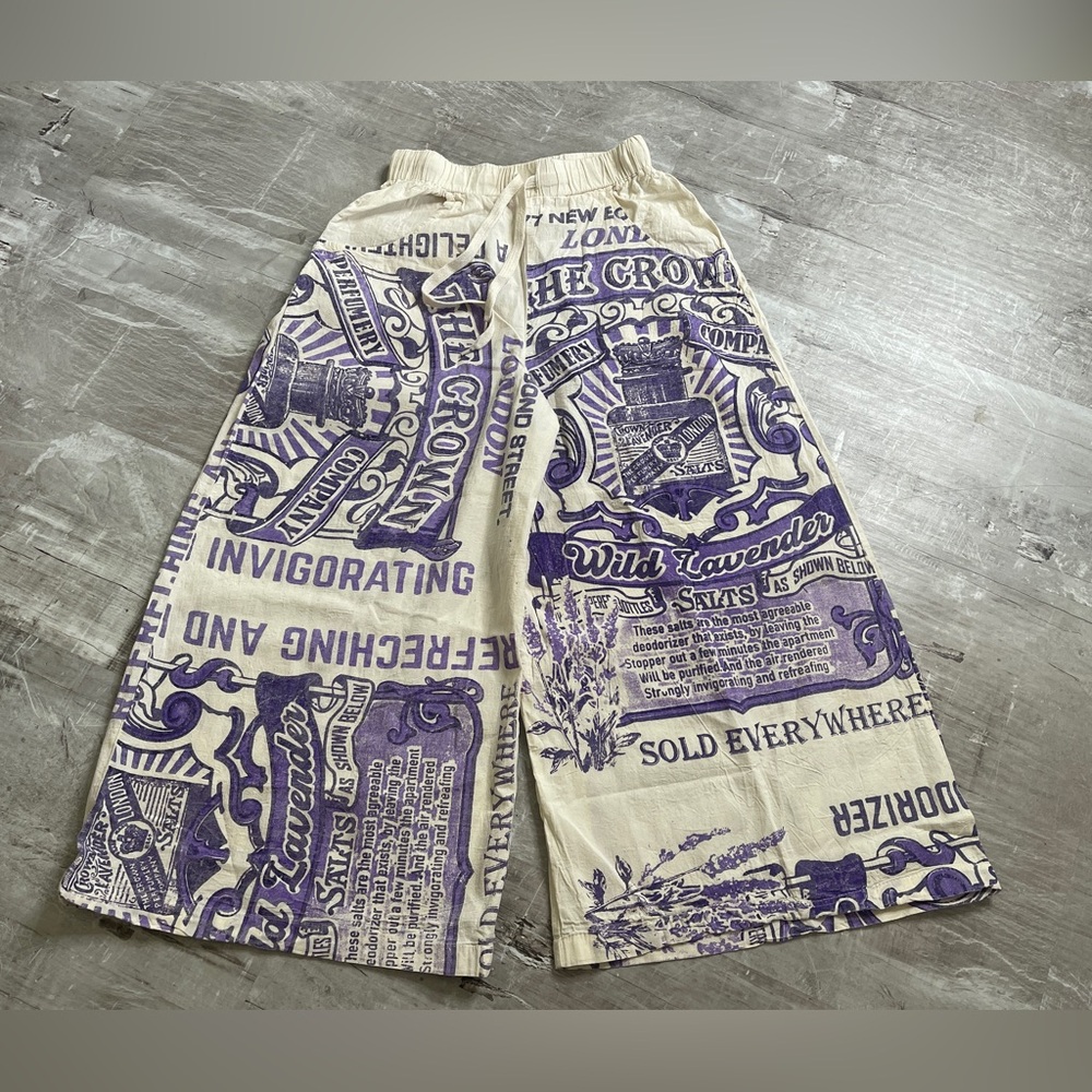 Jaded gypsy flour sack pants size s/m lavender print nwot